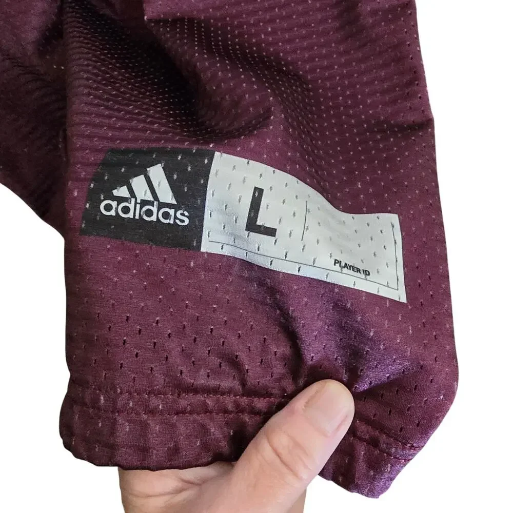 Maroon White Adidas Texas A&M Aggies Van Damme Football Jersey Men's L Large